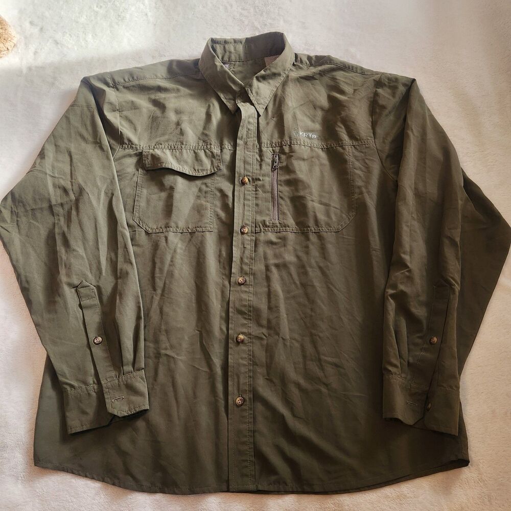 Kryptek Men's Adventure Field Shirt XL Olive Green Long Sleeve Button Up Tactica